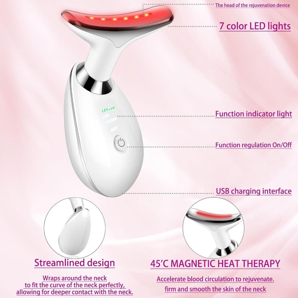 VGY Face and Neck Massager Tool, 7-in-1 Color Red-Light-Therapy Wand for Skin Ca - Picture 6 of 8
